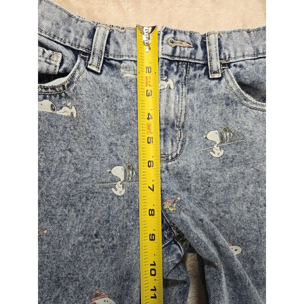 Justice Girls Peanuts Snoopy Wide Leg Acid Wash Jeans Light Blue Size 10